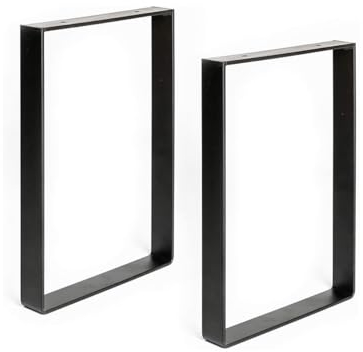 Rei - Juego de 2 Patas para Mesas de Centro Estilo Industrial - De Acero - 250 x 40 x 350 mm - Acabado en Negro Poro - Soporta hasta 250 kg - No Incluye Tornillos
