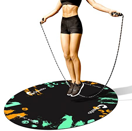 Cheete Springseilmatte, große Gummi-Übungsmatte, Trainingsmatte für Zuhause, Fitnessstudio, rutschfestes, ovales Design für Boden- und Seilschutz, Orange