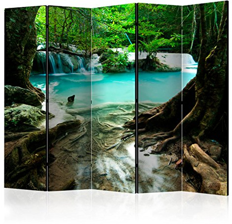 murando - Akustik Paravent Raumteiler Wasserfall, 225x172 cm, Wohnzimmer | Mobiler Schallschutz, Beidseitig Bedruckt, Akustikpaneele, ideal fürs Büro, Akustikschaum, Paravent innen, Trennwand