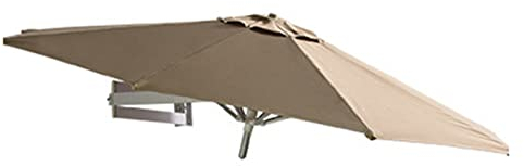 SANJIANG Wand-Sonnenschirm Wandhalterung Sonnenschirm Ampelschirm Mit Metallmast Für Balkon Oder Terrasse, Knickbar,runden,Khaki-2.5m(8.2ft)