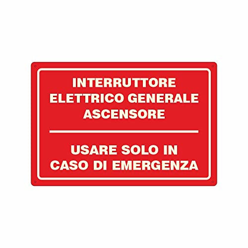 CARTELLO SEGNALETICO LUMINESCENTE - interruttore elettrico generale ascensore - Adesivo Luminescente O Pannello Rigido Luminescente (ADESIVO 10X15 CM)