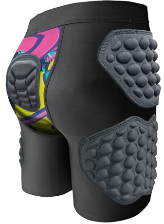 Gepolsterte Unterhose für Jugendliche, Jungen, Slider-Shorts, Mädchen, schützende, gepolsterte Shorts, Hüft-Po, gepolsterte kurze Hose, rose, S