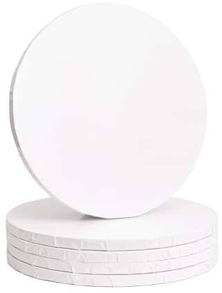 The Baked Studio - 5 Stück – DRUM 12mm dicke, runde, weiß glänzende Kuchenbretter (10 Zoll, weiß glänzend)