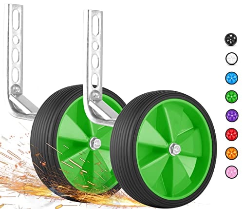 PROMETHEUS BICYCLES Stützräder Kinderfahrrad | Stützrad Kinderfahrrad | Fahrrad Stützräder 12 Zoll 14 Zoll 16 Zoll 18 Zoll für Kinder universal - stabile Stahlkonstruktion mit Gummi-Reifen (Grün)