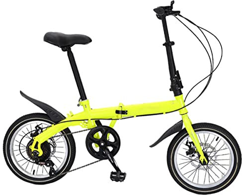 POKENE Bicicletta pieghevole 16INCH per bici pieghevole per adulti Men&Women, sedile regolabile, bici pieghevole con freno a doppio disco, trasmissione a 7 velocità,C