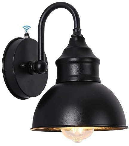 UYHGO Applique murale Extérieure avec Capteur Crépusculaire, Métal, Noir, non Ampoule avec douille E27, pour Porte d'entrée, Garage, Terrasse, Mur, Ferme, Grange, Villa