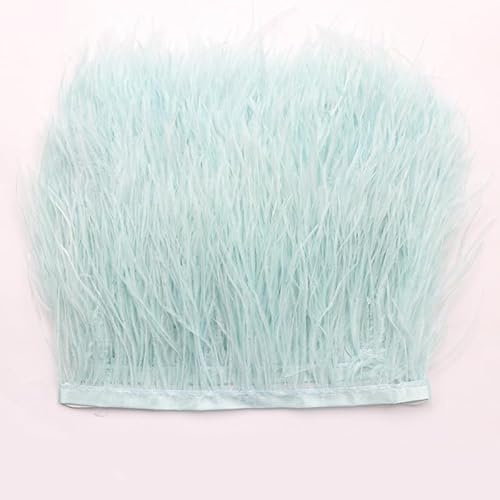Straußenfedern Federn Fringe Trim, 1m 8-10cm Natürlichen Feder Fransen Quaste Fransenborte Fransenband für DIY Kleid Nähen Handwerk Kostüme Dekoration Halloween Federband Bastelzubehör -Grün #4