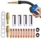 19 Teile Schweißbrenner Verschleißteile, MIG MAG Schweißbrenner Verschleißteile Set für 15AK MB15, 4 Gasdüsen, 2 Düsenhalter, 10 M6 0.8 mm Kontaktspitzen, 2 Isolatoren, 1 Werkzeug
