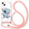 Handykette Handyhülle für Apple iPhone XR 6,1 Hülle mit Band, Schön Stitch Necklace Schutzhülle Rosa Silikon Hülle mit Kordel zum Umhängen Stoßfest TPU Case für iPhone XR, 11