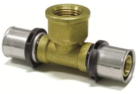 Sanpro Pressfitting T-Stück Innengewinde TH Kontur, Größe 32x3 - Gewinde 1/2