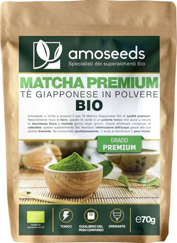 Tè Matcha Giapponese in polvere BIO 70g | Qualità Premium, Autentico | 100% foglie di tè verde raccolte a mano | Kagoshima | Naturale e Puro | Qualità superiore