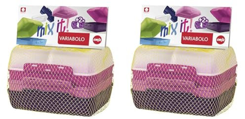 Emsa 517052 Variabolo 4-teiliges Frischhaltedosen Girls-Set, 16 x 11 x 7 cm, beidseitig zu öffnen, platzsparend ineinander stapelbar, rosa (Packung mit 2)