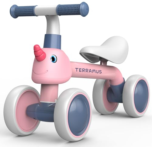 TERRAMUS Kinder Laufrad ab 1 Jahr, Balance Lauflernrad Spielzeug mit 4 Räder für 12-36 Monate Baby, Erstes Fahrrad ohne Pedal für Jungen und Mädchen Kleinkinder Erste Geburtstag Geschenk für 1 Jahre