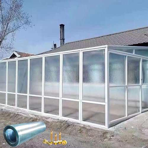 ShEyle Placas de Policarbonato para Tejado Láminas de Plástico Planchas Aislamiento Térmico Impermeable,Paneles de Repuesto para Invernadero,Cobertizo,Jardín Toldo,Fácil de Cortar (0,9m x 10m)