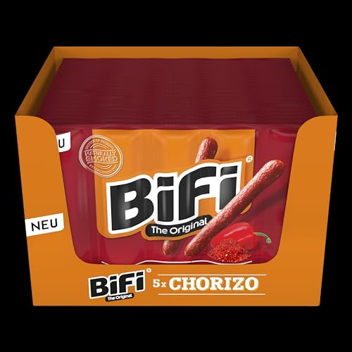 BiFi Chorizo Sticks - 110er Pack (110 x 20g) - Wurst Snack To Go - Luftgetrocknet Fleisch & Wurstwaren Paket - Chorizo fleischwurst mit Paprika, Chili und Knoblauch - Ideale Knabberbox - Wurstpaket