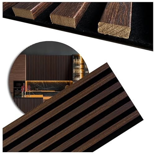 Deccart - Wandpaneele 270 x 30 x 2cm, Lamellenwand Holzpaneele Wand Wandpaneele, Filz und Holz, Wandverkleidung, Paneele Wall Lamellenwand, Holzoptik, Wandverkleidung - 1 Stück (Dunkle Eiche)