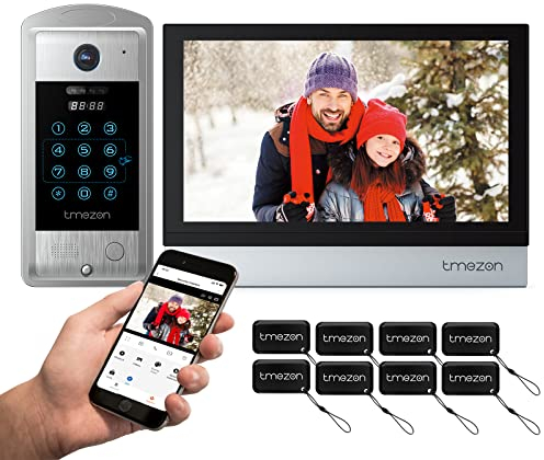 TMEZON WLAN Video Türsprechanlage Gegensprechanlage System,10 Zoll IP Touchscreen Monitor,1080P türklingel mit Kamera, 4 in 1 Entsperren,TuyaSmart App,Snapshot/Aufnahme,Nachtsicht