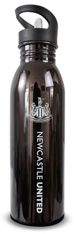 Hy-Pro Officially Licensed Newcastle United F.C. Aluminium UV Bottle - 700ml, Fade Design, Metallic, Stainless Steel, Integrated Folding Straw, Leakproof, Lightweight