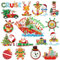 Lionoble 16Pcs Festive, Cruise-Themed Christmas Cruise Door Magnets, PVC Material, Medium Size, 16 Count, Decorative Magnets for Refrigerator, Cars, Garage Door, Xmas Party Supplies