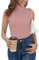 Camiseta Cuello Alto Sin Mangas Camisa Suéter Básico Jerséis Elástico Pullover Casual Ajustado Invierno Primavera Otoño Moda Cómodo Clásico Rosa Oscuro XL