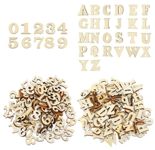 Yuanchu 204 Stück Holzbuchstaben und Zahlen, 15MM Kleinbuchstaben (A-Z) und Zahlen (0-9) zum Basteln und Bemalen - DIY Deko für Frühes Lernen, Hochzeit, Party