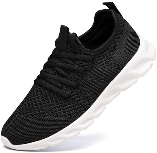 Damyuan Herren Schuhe Sportschuhe Sneaker Laufschuhe Turnschuhe leicht Slip on Tennisschuhe atmungsaktiv Wanderschuhe Fitnessschuhe schwarz 47