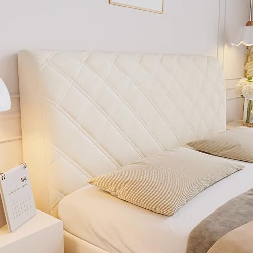 Verdicken Kopfteil Bezug, Weicher Strecken Bettkopfteil Hussen, Schlafzimmer Staubdichte Schutzhülle Headboard Cover, Bettrückenlehne, Universeller Bettdecke für Kopfteil(Weiß,180CM x 70 cm)
