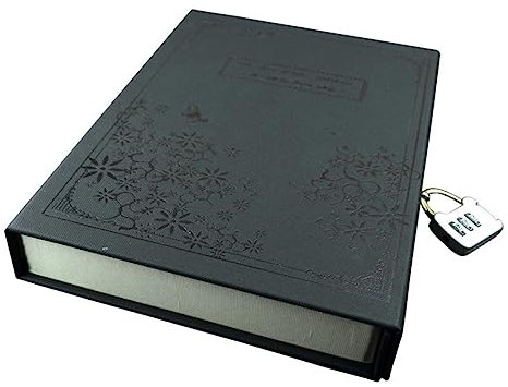 NUOBESTY Vintage Hard Cover Diary Notebook Code Lock Thick Black Locking Journal