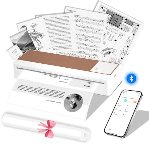 LFPERT P83 Impresora Térmica A4,Impresora Portátil A4,Impresora Térmica Compatible con iOS y Android,Impresora Sin Tinta Soporta Papel Térmico para Casa,Oficina,Escuela,Viaje