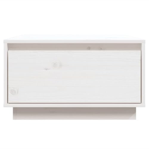 HEFZGDB Couchtisch Weiß 55x56x32 cm Massivholz Kiefer Couchtische Coffee Table Living Room Stubentisch Satztische Fürs Wohnzimmer für Innenhof Tagungsraum Balkon Café