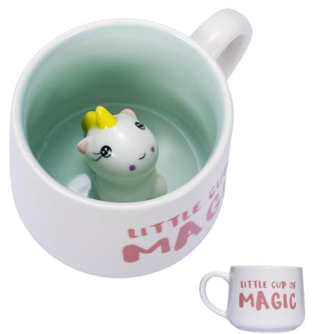 UV STYLISH 3D Animal Coffee Mug Cute Unicorn Inside, 12oz Funny Cartoon Animal Handmade Figurine Milk Tea Cup, Xmas Birthday Gifts for Friends Kids Girls Wife Grandma Auntie Personalised Gifts