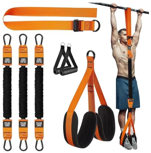 Pull Up Assist Bands mit Griffen, Heavy Duty Resistance Bands für Klimmzugstange, Verstellbare Krafttrainingsbänder mit Stahlschnalle, Fuß- und Knieschützer, Tragetasche, für Muskelaufbau, Heimstudio