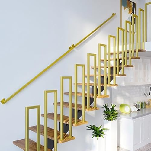 Hggdsac Handrails for Stairs, U-Shaped Handrails for Outdoor Steps, Floor Mounted Staircase Railing, Hand Rail U Shape for Loft, Protect the Safety of the Elderly and Children, Gold, 75CM