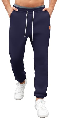 Vorvowry Mens Fleece Joggers Warm Sweatpant with Drawstring Waist Casual Tracksuit Bottoms Trousers with Pockets Navy Blue XXL