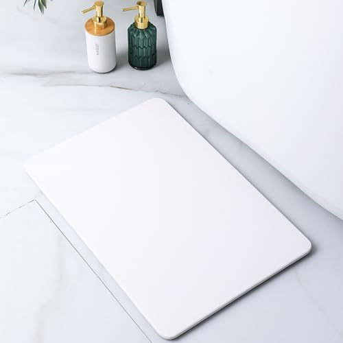 Pure 4Home Kieselgur Badematte Stein 45 x 35 cm – Diatomit Badematte Schnelltrocknend, rutschfest – Stone Bath Mat Quick Dry, Diatomite Bath Mat – Steinmatte Badezimmer, Saugstark, Antibakteriell