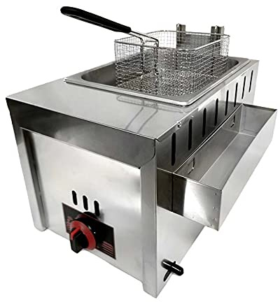 ZHANGshouf Friggitrice in Acciaio Inossidabile da 6 Litri per ristoranti Commerciali da banco, friggitrice a Gas con Serbatoio Singolo di Grande capacità