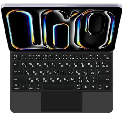 GUPENAA Tastatur Hülle mit Hintergrundbeleuchtung für iPad Air 11'' (M3 2025/M2 2024), Pro 11'' (4./3./2./1. Generation) & Air 5/4 10,9, Magischer Schwimmender Cantilever-Ständer,Schwarz,Russian
