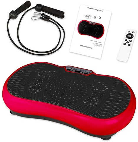 Vibrationsplatte mit Power Dehnbändern und Bluetooth Vibrationsboard Fitness und Sport zum Abnehmen für Zuhause Ultra Slim Rüttelplatte Training Vibrationsgerät Oszillation