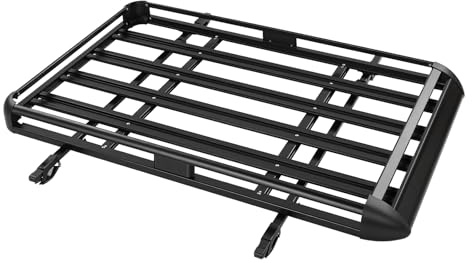 BJTDLLX Universal Dachgepäckträger 160cm Auto Dachkorb Dachträger, Aluminium Gepäckträger Korb, Schwarz Gewichtskapazität 150kg, Einstellbare Breite 100-135cm