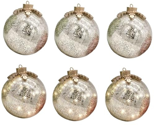 SZGTLDBE Glas-Tisch-Weihnachtsschmuck, beleuchtet mit LEDs für den Tisch, Zuhause, Party, Tafelaufsatz (3 Stück)