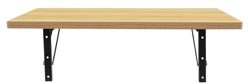 Wandmontierter Klapptisch Holzfarbe Klappwerkbank aus Holzplatte und Stahl Faltbarer Wandtisch bis 249kg Tragbar Platzsparend für Küche Garage Wohnzimmer Arbeitszimmer Einfach zu Montieren Stabil