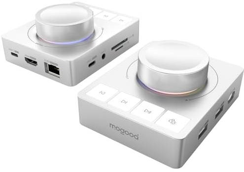 MOGOOD Knopf USB C Hub 9-in-1 Docking Station, 4K@60Hz HDMI-Adapter für Laptop/PC/MacBook, 100W PD-Ladung, 5Gbps USB 3.0 Datenübertragung (Lesen 375MB/s), SD/TF 3.0 Kartenleser, RGB-Licht