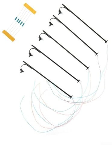 5 x OO Scale Eisenbahn Gebäudeleuchten LED Gitter Mast Straßenlaterne für Modelleisenbahnen 103 mm Metallbausatz