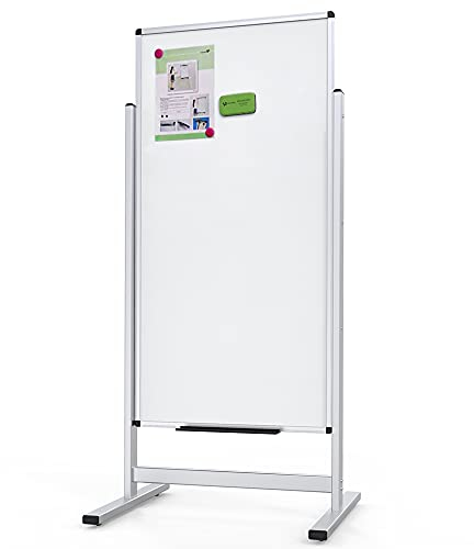 VIZ-PRO Doppelseitiger Magnetständer Whiteboard, Aluminiumrahmen und Ständer, 1200 x 600 mm