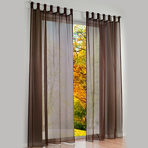 Thinkbay Handarbeit Schlaufen Gardine Schöne Vorhänge 1er-Pack Vorhang H*B 245 * 140cm Braun