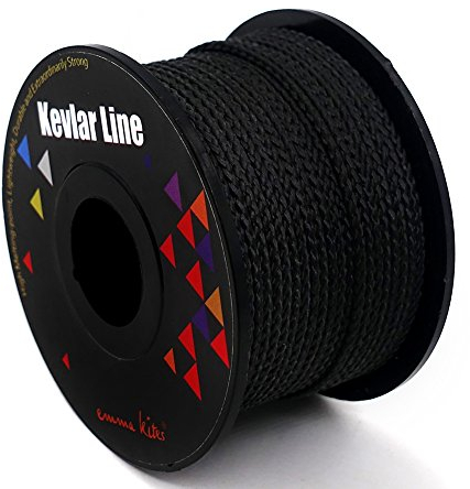 emma kites 100% Black Braided Kevlar Cord 100Ft 300Lb High Strength Flame Resistant for Fishing Backpacking Survival Model Rocket Wind Chime Outdoor Utility Cord
