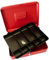 Cathedral Products Key Lockable Cash Box with Lift Out 9 Compartment Coin Tray - 12 Inch - Red