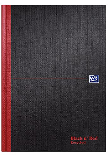 Oxford Black n' Red A4 Hardback Casebound Recycled Notebook, Ruled, 192 Page, 1 Notebook