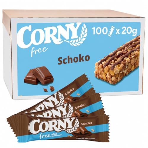 Müsliriegel Corny Free Schoko | Ohne Zuckerzusatz | 100 x 20 g | Knusprige Getreidebasis | Für Büros, Meetings & Besprechungen | Ideal für Cafeterien & Buffets | Praktische Vorratspackung