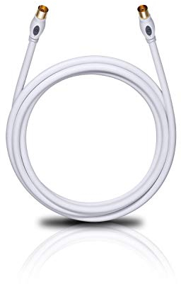Oehlbach Transmission Plus - OFC Antennenkabel für TV und Radio - Koaxialstecker m/w, DVB-T2, HDTV, 4k & Ultra HD - 2,20m weiß